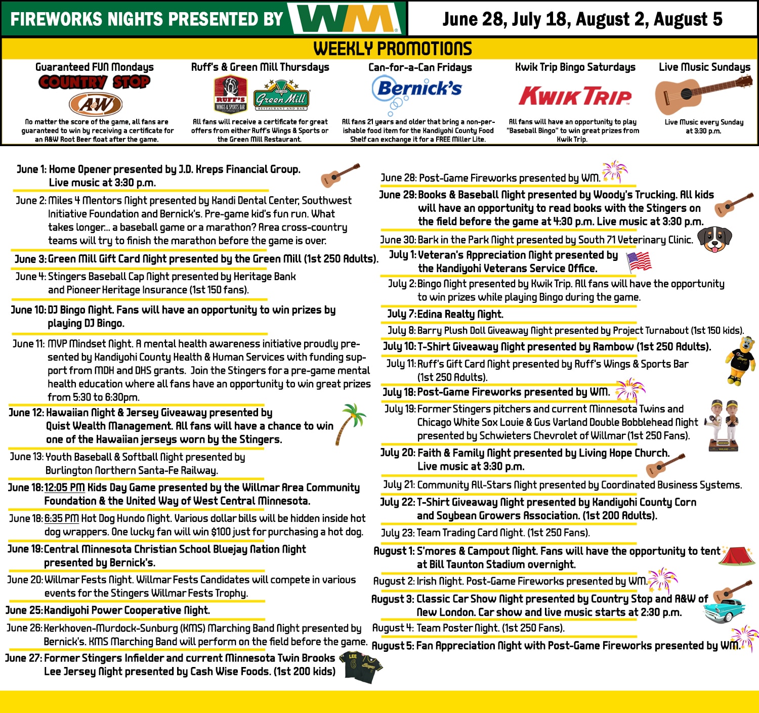 Stingers 2025 Promo Calendar